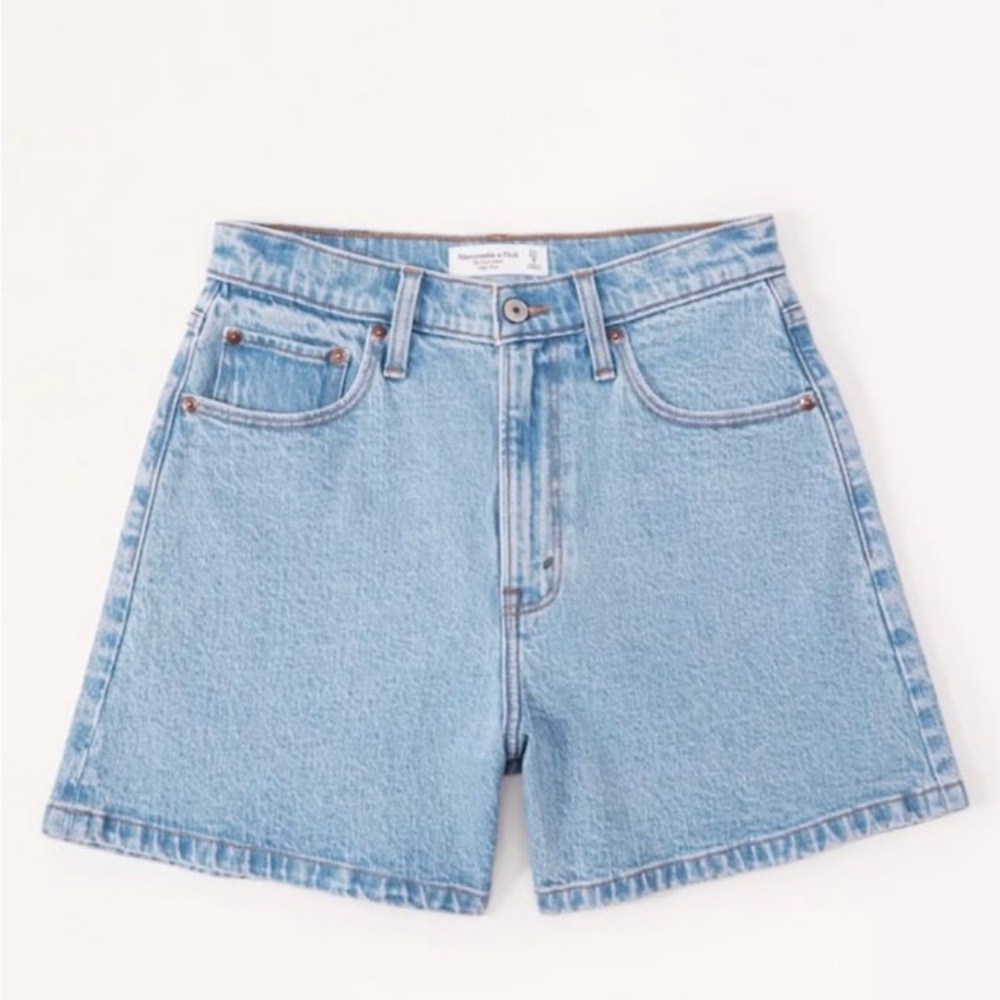 Abercrombie & Fitch Women's Light Blue Curve Love Jean Shorts
